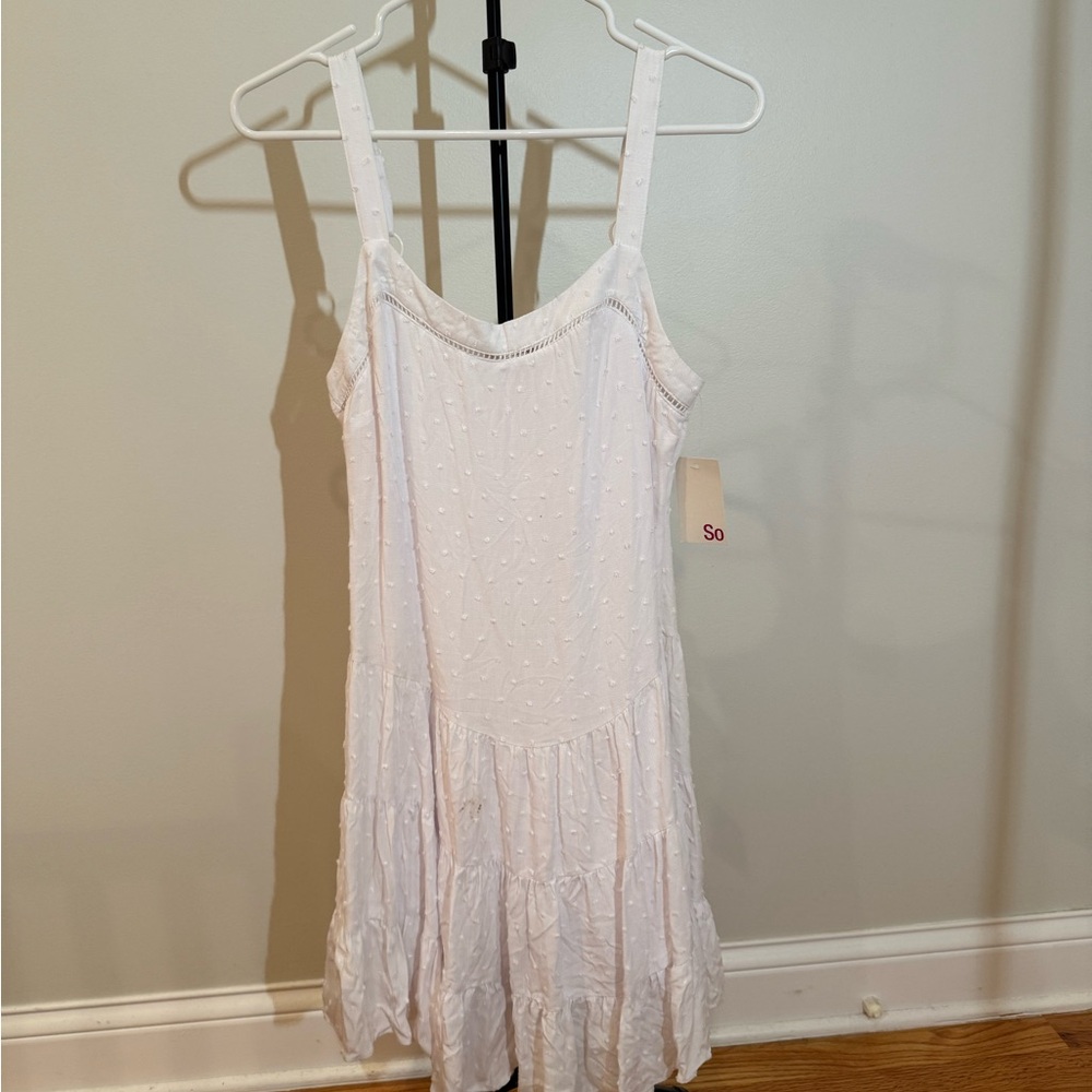 SO White Eyelet Spaghetti Strap Dress